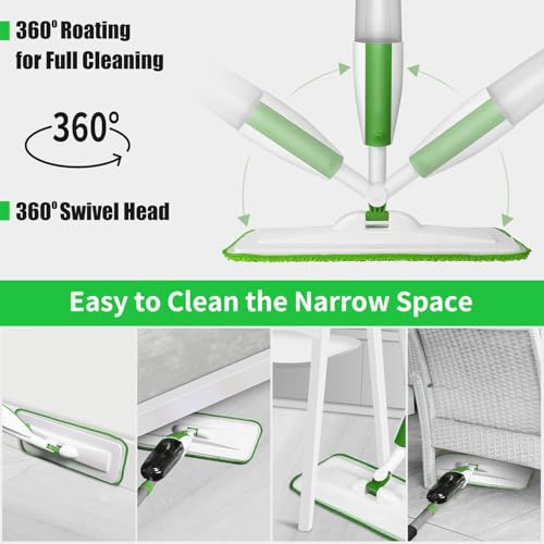 Image of Wet Spray Mop for Floor Cleaning with 14 oz Bottle & 3 Microfiber Pads | Refillable bottle, washable pads, dry /wet use for home or commercial cleaning on hardwood, laminate, wood & ceramic floors
