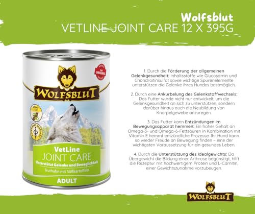Wolfsblut Vetline Hundefutter - Joint Care, 12x395g - Sparbundel, Sparpaket - inklusive Warnicks Tierfutterservice Hundesnack Goodie