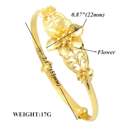Fashion 18K Gold Plated Flower Pattern Adjustable Band Cuff Bracelet2