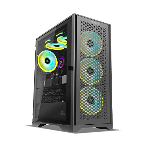 Image of Ant Esports ICE-4000 RGB Mid- Tower Computer Case /Gaming Cabinet - Black | Supports ATX, Micro-ATX, Mini-ITX | Pre-Installed 3 x 120mm ARGB Fans in Front