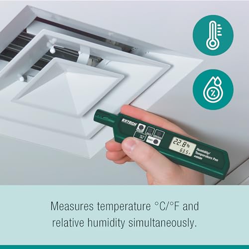 Extech 445580 Humidity and Temperature Pen with Fast Response Sensor, Min/Max Memory, Dual LCD, Pocket-Sized Hygrometer for HVAC, Labs, Storage Rooms, Indoor Air Monitoring by Extech - Image 4