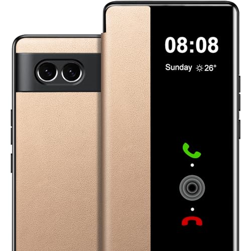 Étui à rabat pour Google Pixel 8 S View en polycarbonate doré