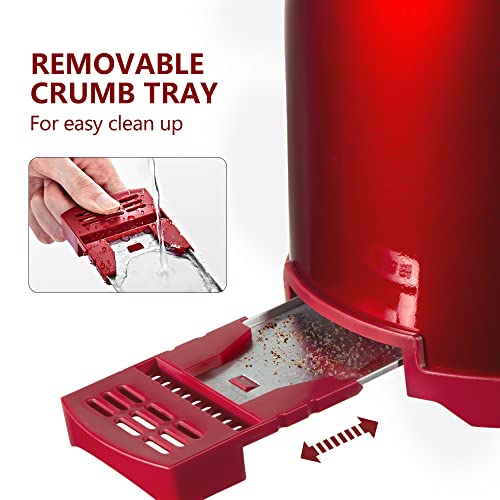 Redmond Toaster 2 Slice, Retro Bagel Stainless Steel Compact Toaster With 1.5”Extra Wide Slots, 7 Bread Shade Settings For Breakfast, 800W (Valentine Red) #TOP3