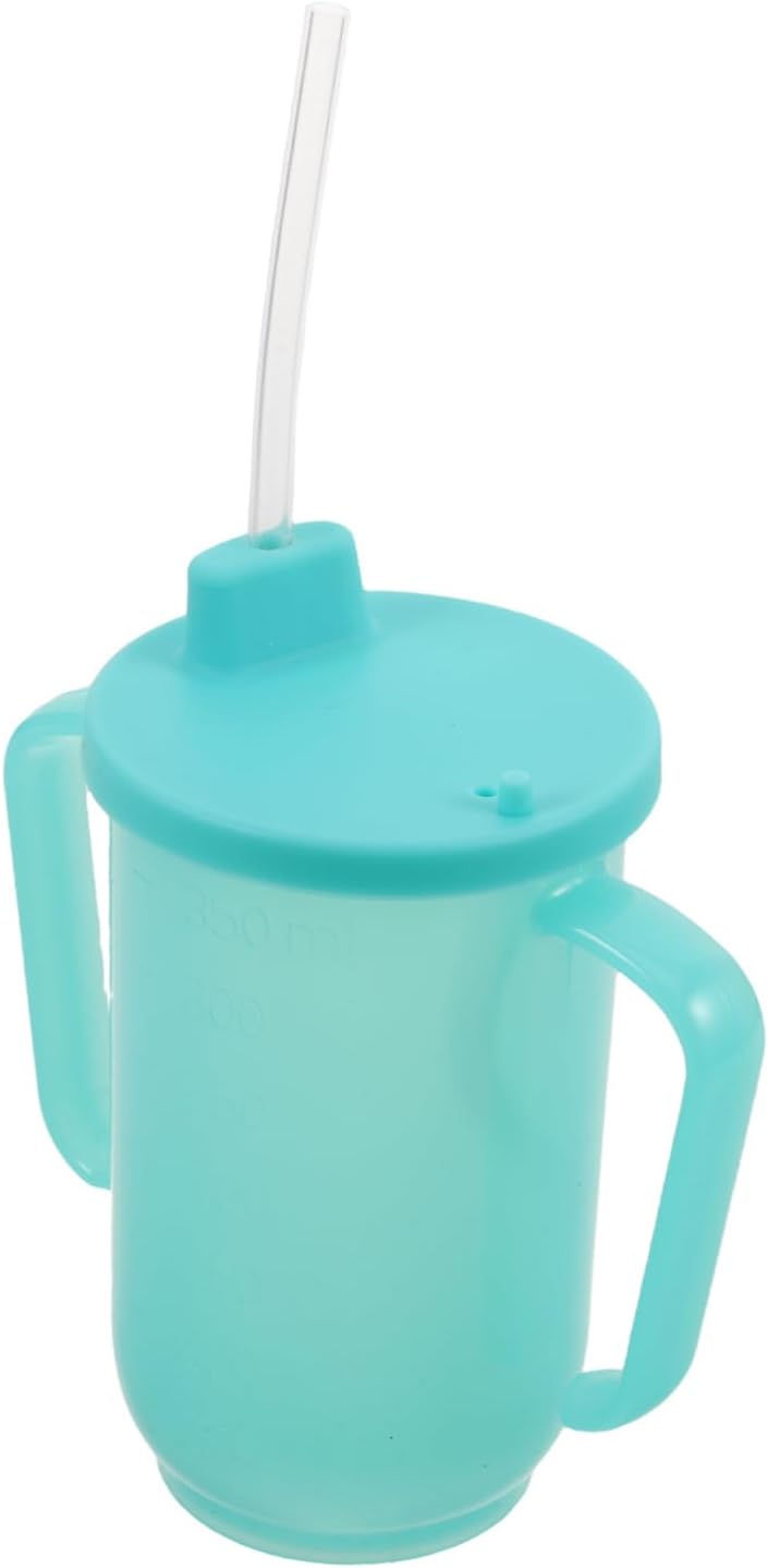 Mipcase 2pcs Elderly Feeding Cups Spillproof Design with Ergonomic Handles and Long Straws for Disabled Adults Bedridden Patients Versatile for Liquids and Purees