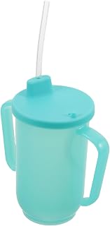 Mipcase 2pcs Elderly Feeding Cups Spillproof Design with Ergonomic Handles and Long Straws for Disabled Adults Bedridden Patients Versatile for Liquids and Purees