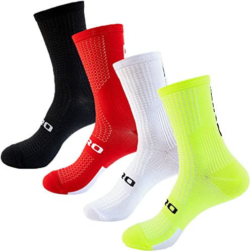 Listado de Ropa de Baloncesto para Mujer , listamos los 10 mejores. 46 4 Pares Calcetines de Ciclismo Tubo Medio para Hombres y Mujeres,Calcetines para Correr,Calcetines de Baloncesto (Mezcla de nailon, 1 Rojo+1 Verde+1 Negro+1 Blanco)