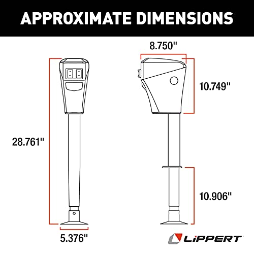 Lippert Power Tongue Jack Electric Trailer A-Frame, 3,500 lbs. 18-Inch Stroke, 5.4-Inch Foot Pad, Durable Textured Casing, Emergency Manual Crank Override, 10.75" Retracted, 28.75" Extended - 285318 by Lippert Components - Image 2