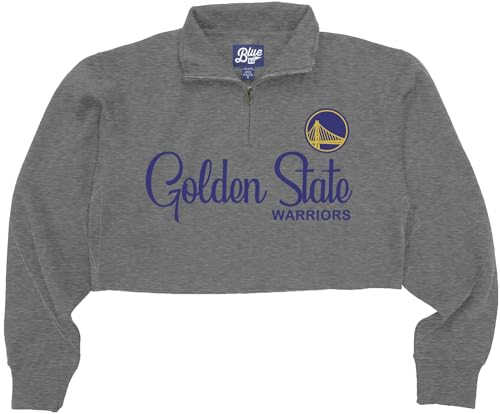 Sudadera cropped gris de la NBA con cremallera un cuarto Blue 84 para mujer 3