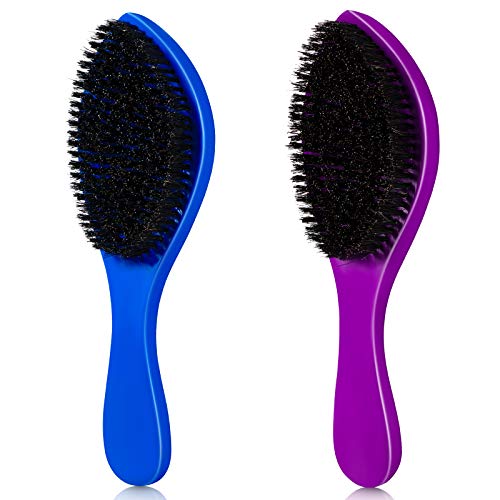 2 Pieces Wave Brush Medium Hard Curve 360 Waves Brush True Texture Waves Brushes Medium Bristle Contour Wave Brush, Blue, Purple