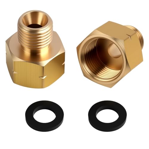 2 Stück Messing LPG Gas Adapter 3/8 IG auf 1/4 AG, Gasschlauch Verbinder Links Verbindungsstück 1/4 auf 3/8, 1/4 mal 3/8 Zoll Schlauchfitting Anschlussstücke für Gasherd Gaskocher