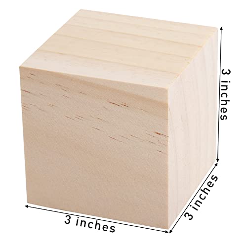 Tosnail 6 Pack 3 Inches Unifinished Wooden Cubes Wooden Blocks - Great For Crafts Making #TOP1