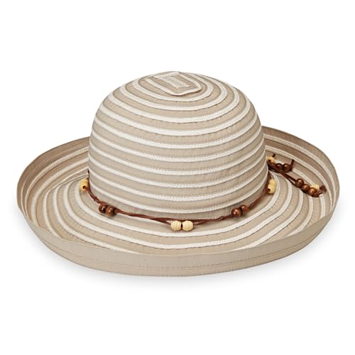 Wallaroo Womens Breton Sun Hat (Taupe) UPF 50+ UV Sun Protection Packable Adjustable Fit Medium Size Lightweight Versatile Style for Travel Beach Hiking and Everyday Sun Protection