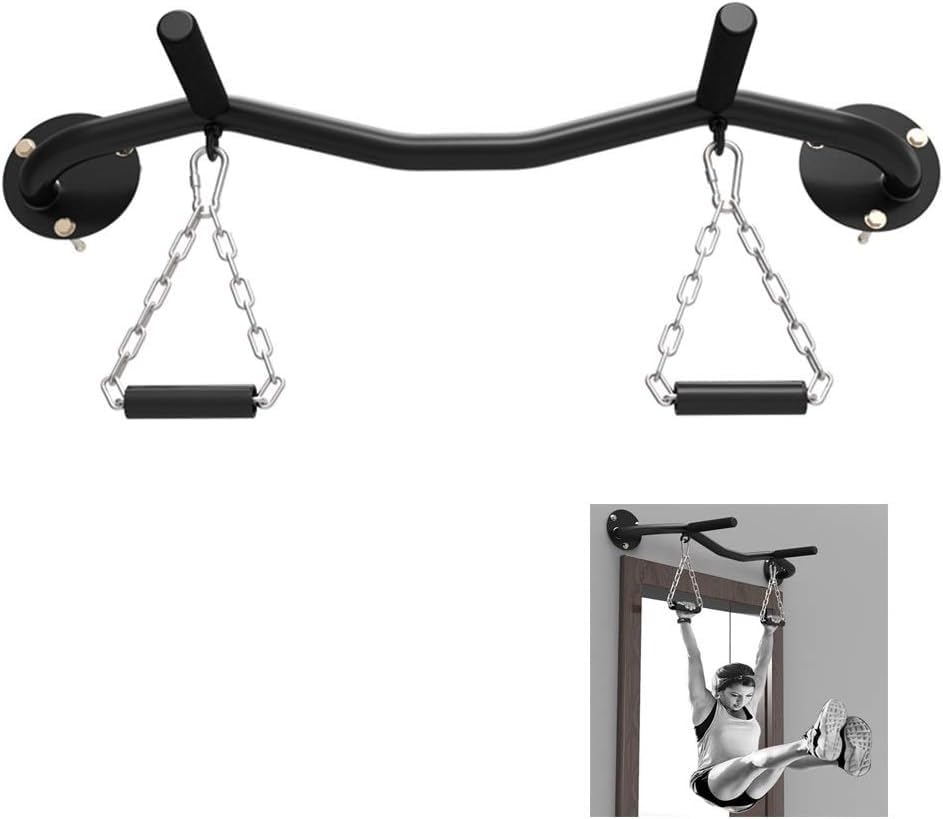 Anillas de gimnasia y barra de dominadas para fortalecer torso