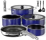 Pro DUXANO 12PC Nonstick Pots and Pans Set&Hybrid 3-Ply Stainless Steel Skillet, High Heat Sear&Fry, 2-Layer Ceramic Induction Cookware, 9H Scratch-Resistant&Anti-Warp,PFAS Free,All Cooktop/Dishwasher