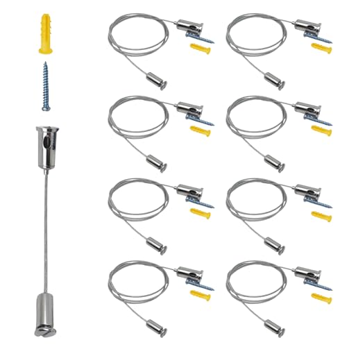 Mlysnd Suspension Cables Kit, 8 Pieces Ceiling Light Pendant Braided Flex Lamp Holder for LED Panel Light Aquarium Lights Pendant Linear Lighting Lights (M4 Oval Nail)