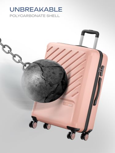 Image of Safari Large Symphony 76cm Trolley Bag Hard Case Polypropylene, 8 Spinner Wheels, 360 Degree Wheeling Carry on Luggage, Travel Bag, Suitcase for Travel, Trolley Bags for Travel, Dusky Peach