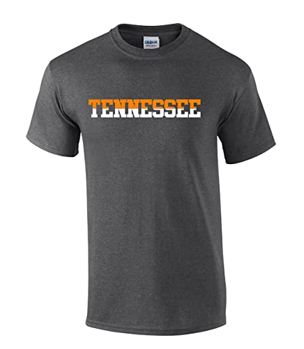 Mens Tennessee Tshirt TN Two Tone Orange and White Football Sports Fan Short Sleeve T-Shirt Graphic Tee