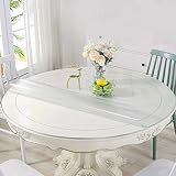 WICHEMI 42" inch Round Clear Table Cover Protector Soft PVC Transparent Tablecloth Waterproof Oil Pr