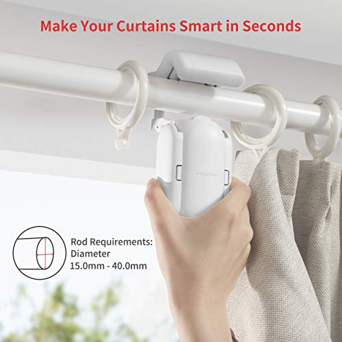 SwitchBot Curtain Smart Electric Motor - Wireless App or Automate Timer Control, Add Hub Mini/Plus Compatible with Alexa, Google Home, HomePod, IFTTT (Rod-Rail, White)