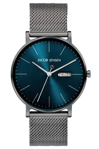 Jacob Jensen Herrenuhr Quarz Titan mit Meshband Blau 167