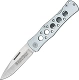 zweihandmesser feststellbar Länge geöffnet: 20.4cm Smith and Wesson Erwachsene Messer Taschenmesser Aluminium-Griffschalen Länge geöffnet: 20.4 cm, silber, One size