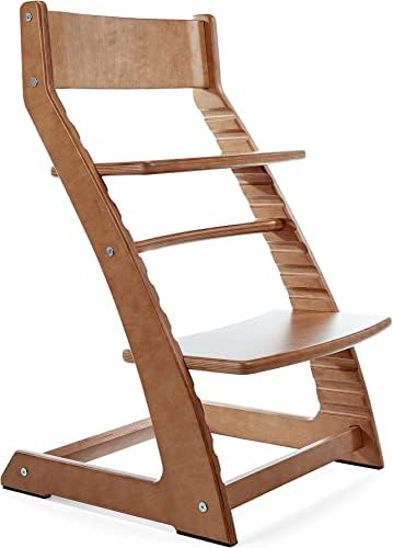 Fornel Walnut Adjustable Wooden High Chair Baby Highchair Solution for Babies and Toddlers Dining Highchair