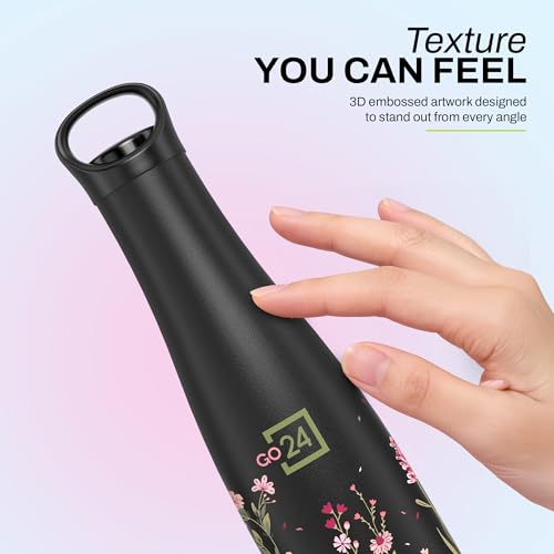Image of Morocco Stainless Steel Thermosteel Water Bottle Black Petal 600ml