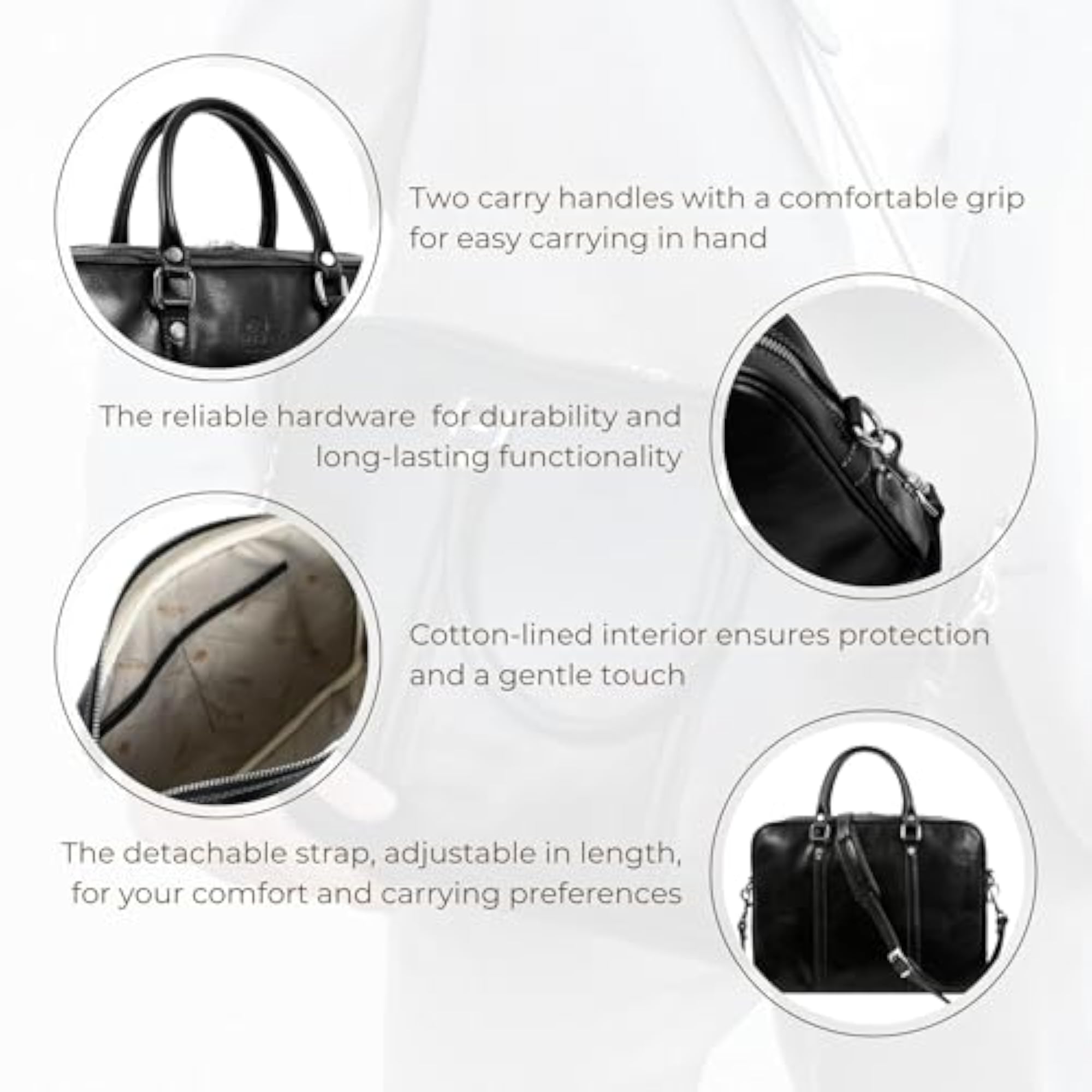 Leather Briefcase - Italian Full Grain Leather Bag