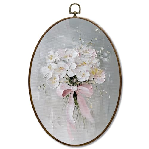 JQF Vintage Cottagecore Floral Oval Wall Decor,...