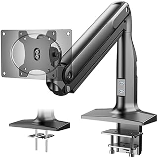 PUTORSEN Single Monitor Arm Desk Mount for 17-43 inch Flat & Curved Screens, Heavy-duty Aluminum Gas Spring Monitor Mount up to 18KG, with 2x3.0 USB port, Max VESA up to 200x100