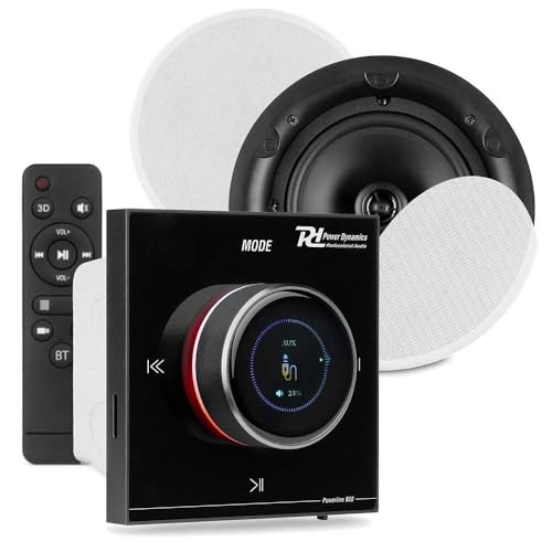 Power Dynamics B50B Bluetooth Deckenlautsprecher 2er Set 2x Einbaulautsprecher 6 5 Schwarz 50W Verstärker Unterputzradio 55mm Tief - Radio USB & SD für Wohnzimmer Büro Gastro & Außenbereich