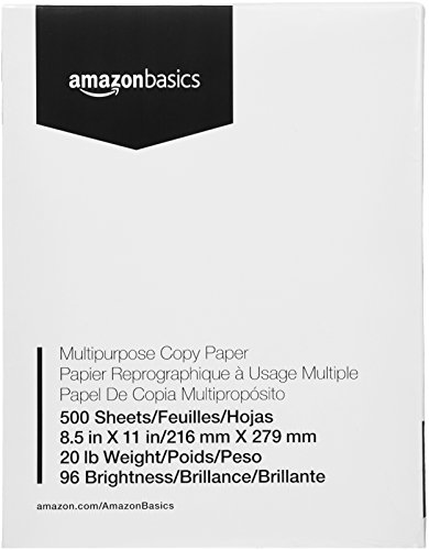 Image of Amazon Basics Multipurpose Copy Printer Paper, 8.5 x 11 Inches, 20 lb, 96 Bright, White, 10 Ream (5,000 Sheets)