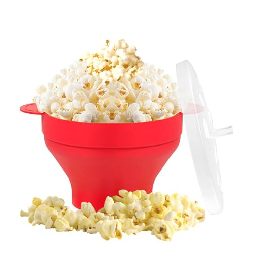 Weppduk Popper de silicona para palomitas de maíz, plegable, para microondas con asa, máquina de palomitas de maíz para microondas, apto para lavavajillas, para reuniones de familiares y amigos