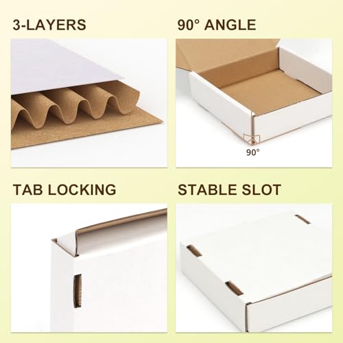 Image of WIFTREY 100 Pcs 4X4X1 inches Small Shipping Boxes, White Corrugated Cardboard Box for Packaging Small Business, Moving, Literature Mailer