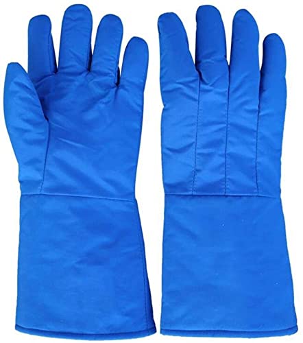Moolo -250 ℃ Niedrige Temperaturbeständigkeit Handschuhe Experiment Frostschutzmittel Kälte Aufbewahrung Trockeneis Handhabung Kaltschutz Arbeitshandschuhe(Size:38cm,Color:Blau) Cover