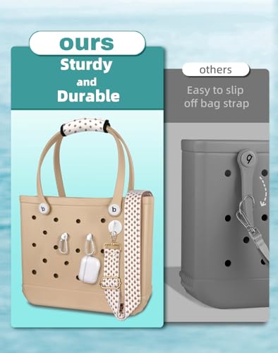 Image of Bag Strap Charms Crossbody for Bogg Bag Accessories - Shoulder Strap Neoprene Luggage Handle Wrap for Suitcase & 2 Key Holders Coffee Geometry Pattern