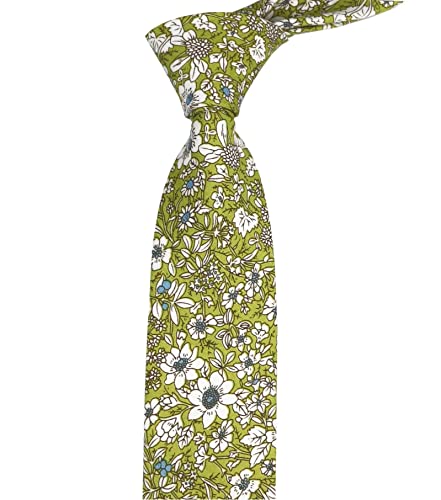 Image of Elfeves Men's Skinny Solid Color Tie Causal Cotton Linen Narrow Slim cut Necktie