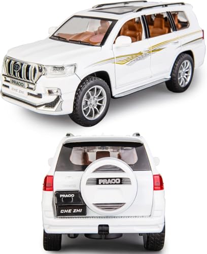 Image of Alokik Enterprise Compatible for 1:24 Toyota Prado Toy Car Model, Diecast Collectible Pull Back Model Car with Sound and Light, Toy Gift Vehicles for Adults Kids Boys Girls【White】