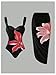 SweatyRocks Women's Floral Print One Piece Control Swimsuit Monokini with Cover Up Beach Skirts Swimwear Black X-Large