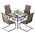 NUU GARDEN 5 Piece Outdoor Dining Set, 4 All Weather Outdoor Padded Textilene Patio Chairs and 37" Square Dining Table with 1.57" Umbrella Hole, for Backyard, Patio, Garden, Brown and Black