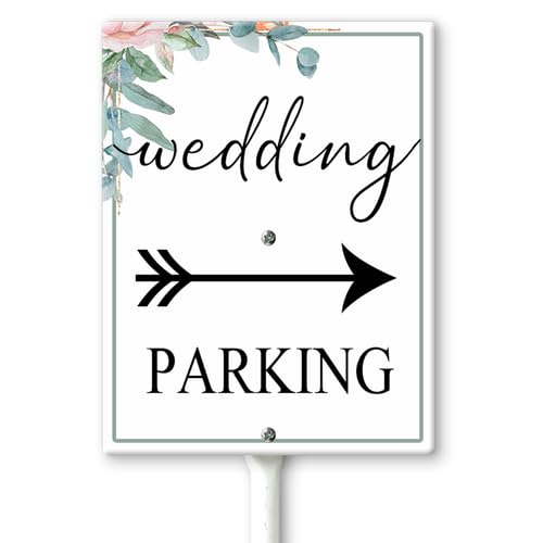 Horienteeon Wedding Parking Right Arrow Yard Sign with Stakes 11.5×15cm, Sturdy Aluminum Yard Signs, Wedding Road Signs, Wedding This Way Sign,Parking Signs for Wedding
