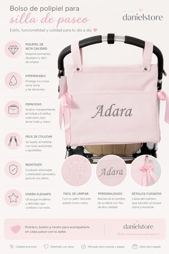 Miniatura 2 de Danielstore Bolso Talega Polipiel Lactancia Personalizado Carrito Bebe - Nombre Bebe Bordado