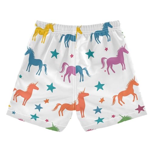 OREZI Boys Swim Trunk Colorful Unicorn Bathing Suit Swim Shorts for Toddler Kids Teens2