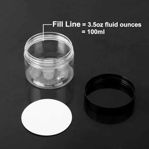 80 Packs 4 OZ Transparent Plastic Jars with black Lids, Body Butter Containers, Cosmetic Containers jars for Kitchen Ingredients, beads, sequins, Lotion, Cream, DIY Crafts and More by KUKLIPJIM.3