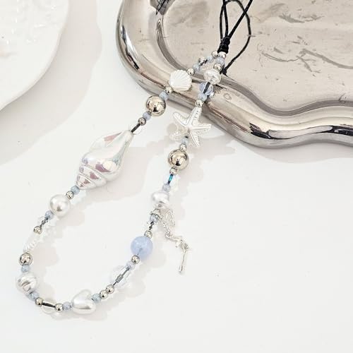 Image of Cute Beaded Camera Wrist Strap for Phone, Digital Camera Charm Lanyard, Pearl Beaded Chain for Bag Keychain Gift