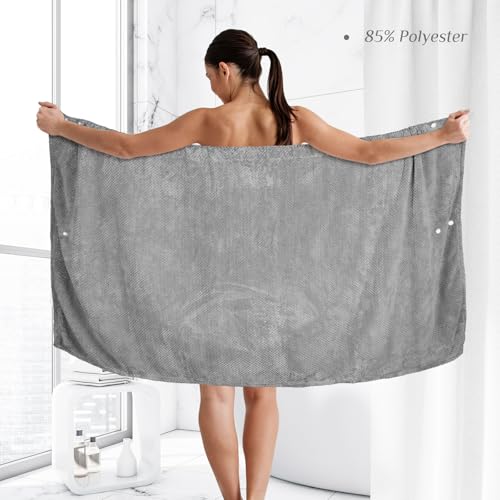 Image of Tigeen 4 Pcs Spa Wrap Towel Wrap for Women Spa Robe with Adjustable Closure Elastic Top Lightweight Wraps for Bath Shower (Gray,M)