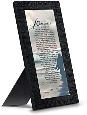 Footprints in The Sand Inspirational Wall Art, Beach Decor, Christian Gifts for Women and Men, Christian Wall Decor, Get Well Soon, Encouraging Scripture Wall Art, Framed Sympathy Gift 7703CH