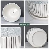 Gray Flower Pots, Texture Ceramic Plant Pots for Indoor Plants Set of 3
