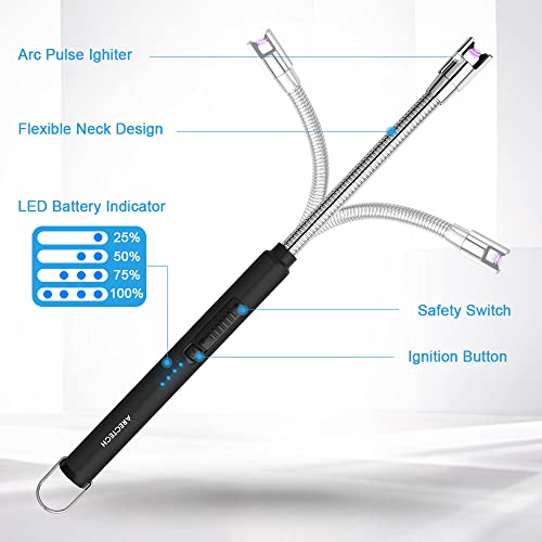 Arectech Lighter Candle Lighter Electric Lighter Rechargeable Lighter Usb Arc Lighter Plasma For Camping Candle Cooking Bbqs Fireworks Black #TOP3