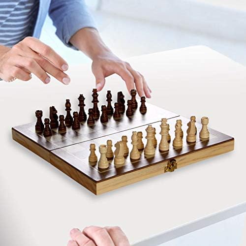 ASNEY Upgraded Magnetic Chess Set, 12 x 12 Folding Wooden Chess Set with Magnetic Crafted Chess Pieces, Chess Game Board Set with Storage Slots, Includes Extra Kings, Queens and Carry Bag